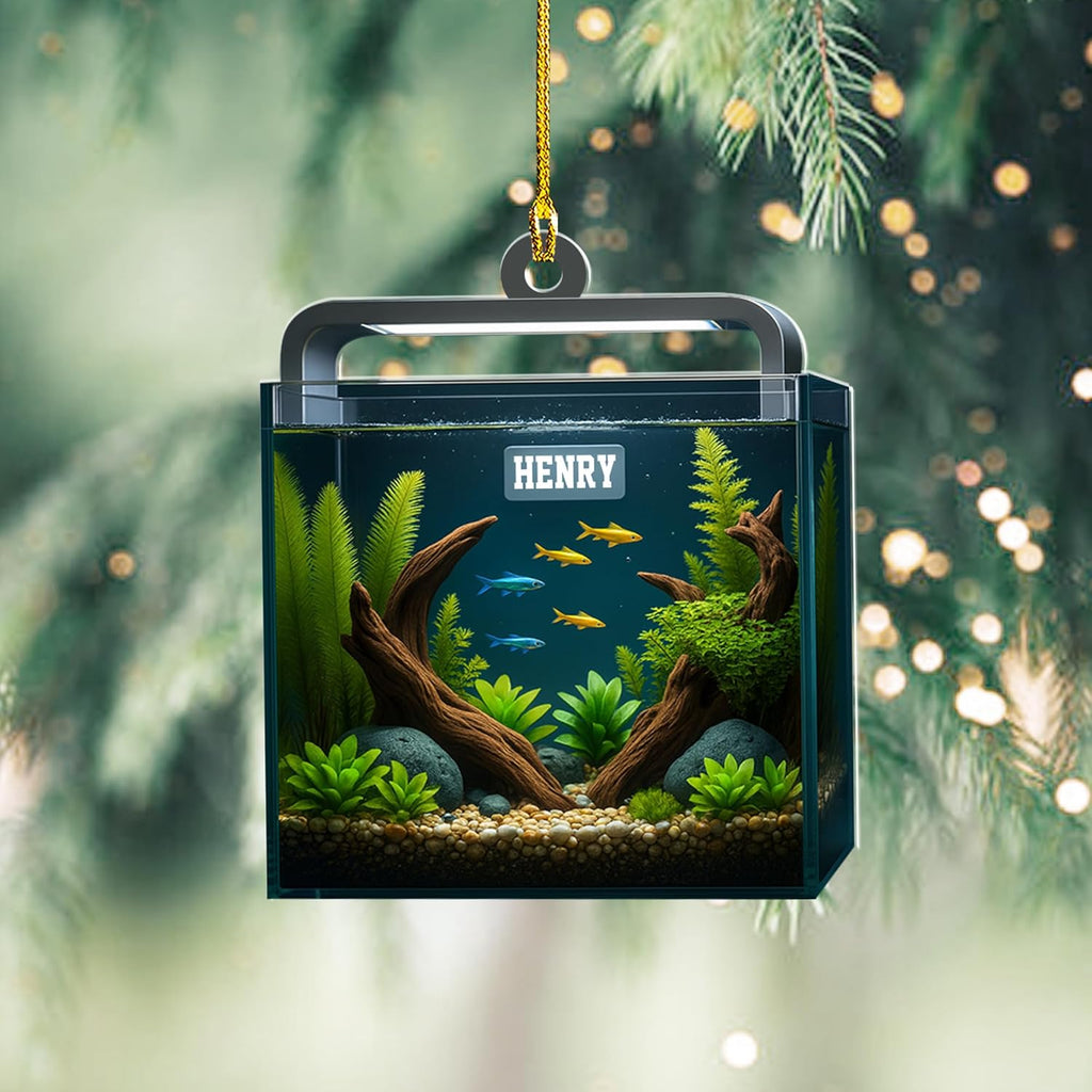 Personalized Aquarium Fish Tank Christmas Ornament 2025, Custom Name Clownfish Holiday Tree Decoration, Unique Keepsake Gift for Fish Lovers, Pet Owners, Kids, Aquarists (ON6)