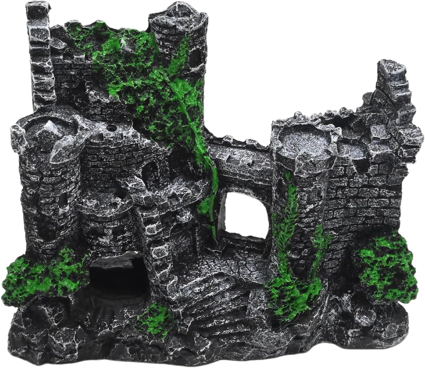 Fish Tank Castle, Aquarium Decoration with Realistic Texture, Resin Aquarium Castle with Caves & Tunnels, for Small Fish in Freshwater/Saltwater Tanks