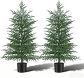 4FT Artificial Norfolk Pine Tree, 2pc Artificial Christmas Tree Faux Potted Plants for Front Porch Christmas Indoor Outdoor Decor