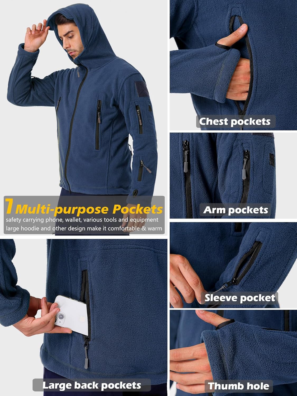 ReFire Gear Men's Warm Military Tactical Sport Fleece Hoodie Jacket
