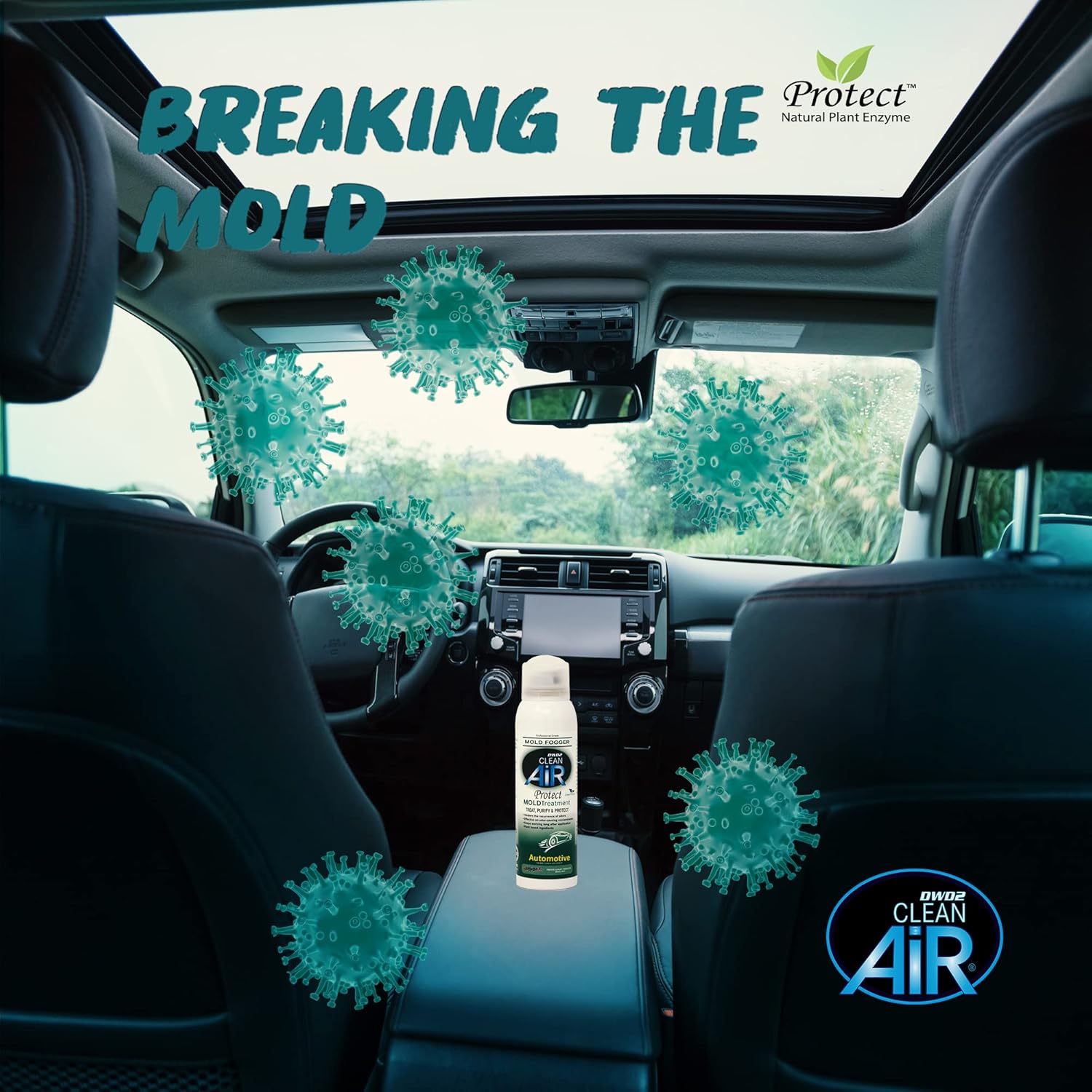 Protect™ Automotive Mold Treatment - Revitalize Your Car's Interior The Green Automotive Mold Treatment Solution. Say Goodbye to Unpleasant Odors and Hello to a Fresh and Protected Cabin (FOGGER)