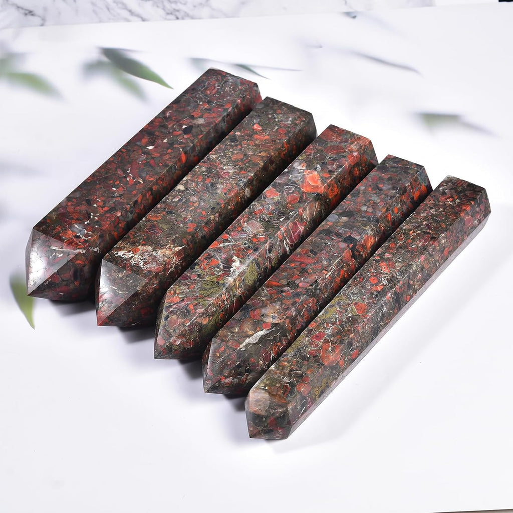 JIC Gem Large Brazilian Red Agate Crystal Tower Natural Red Healing Crystal Point Wand Obelisk 6 Faceted Reiki Chakra Meditation Therapy Home Decor Crystal Gift 2.2-2.6 Lbs