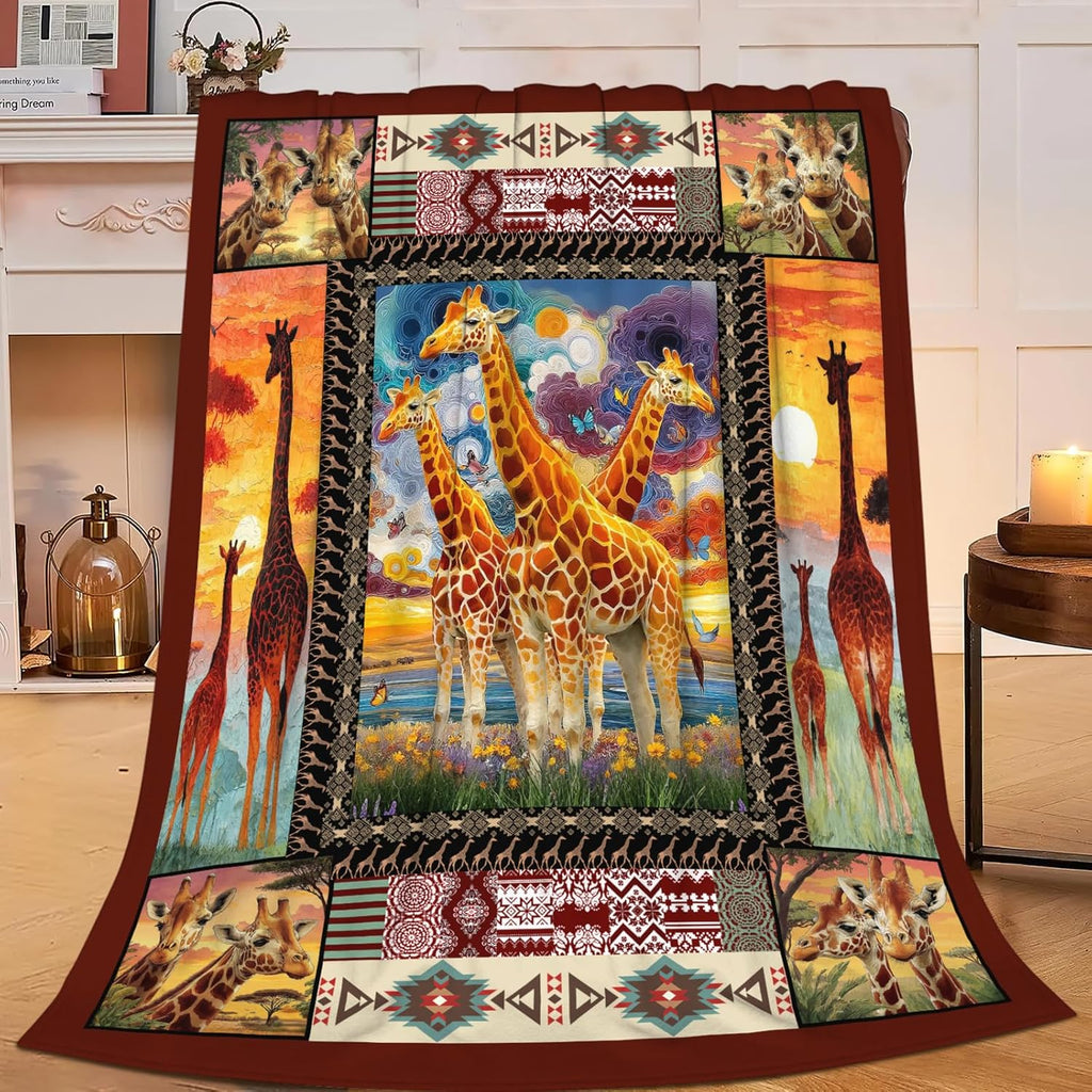 Giraffe Throw Blanket Giraffe Stuff Gifts for Kids Girls Boys Adults Women Men Soft Cozy Warm Plush Fluffy Fuzzy Fleece Blanket Decor 40''X50''