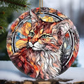 Touber Cat Ornament, Christmas Ornament, Christmas Decoration, Holiday Present Idea, Heirloom Keepsake, Round Ceramic, Gift Exchange, Bauble Present, Gift Idea, Cat
