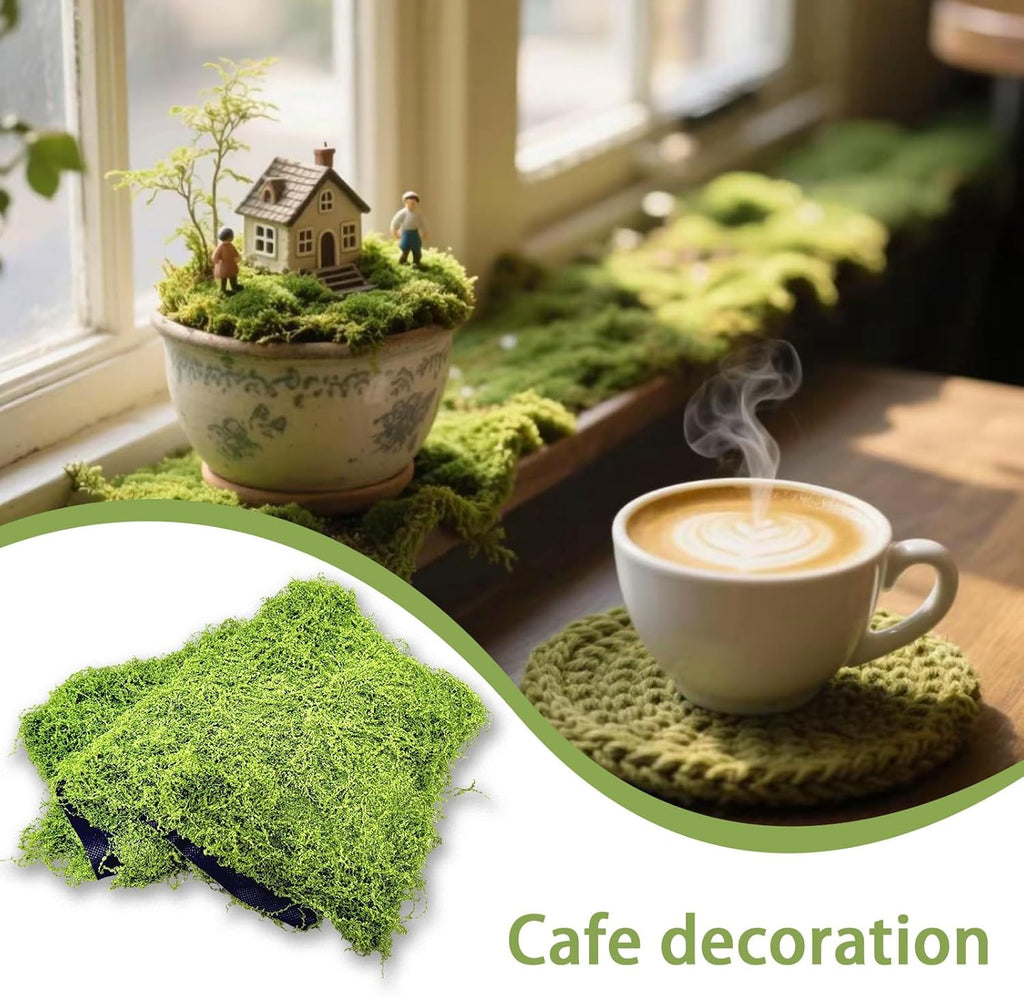 Preserved Green Moss Mat for Decoration Carpet Grass Wall, Natural Decorative for Plants Indoor with Base Fabric, Artificial Moss Mat for Wedding, Floral DIY (19.68 * 19.68 inch)