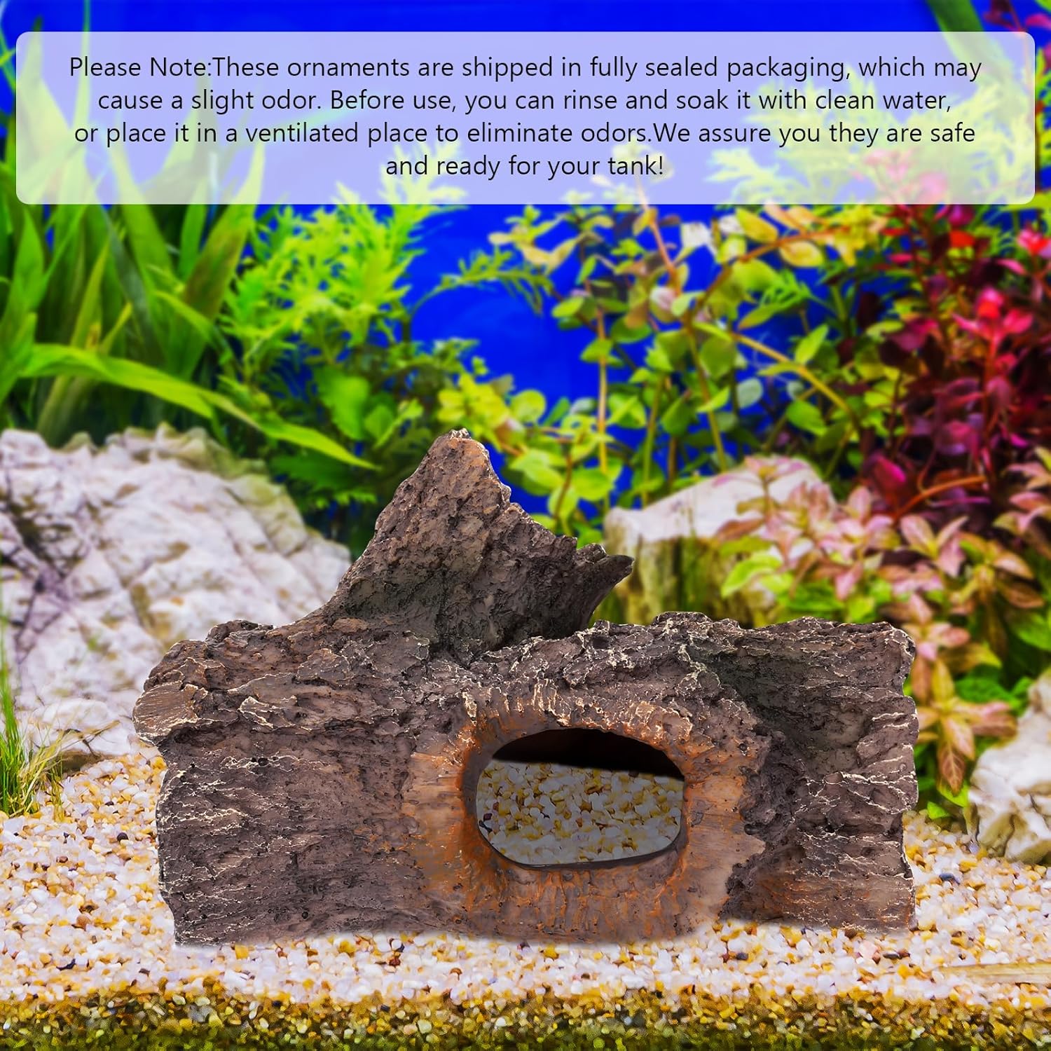 Bark Aquarium Decoration Resin-Realistic Wood Texture Fish Tank Ornament with Hiding Spot for Bottom Fish-Approx. 7.5" L x 4.7" W x 3.9" H(Bark)