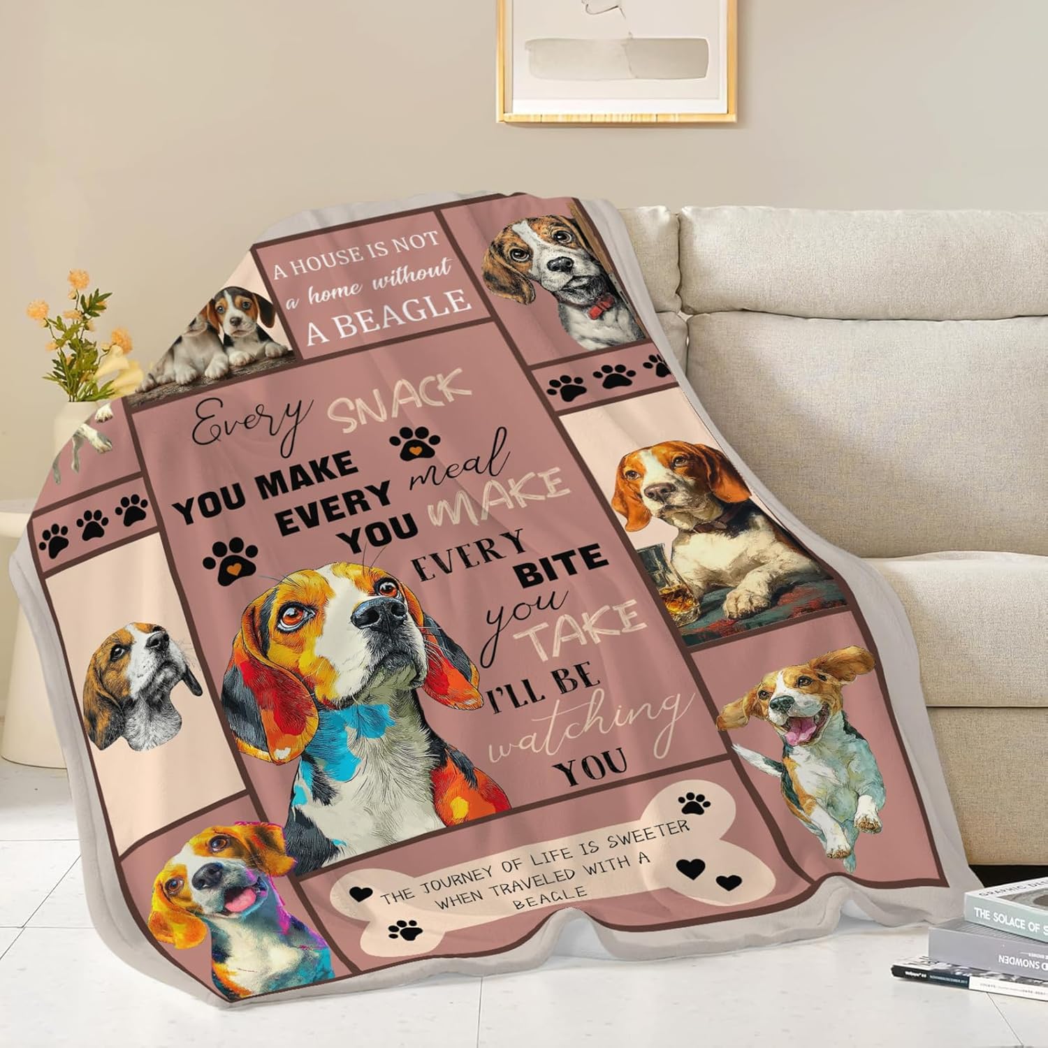 Beagle Throw Blanket Beagle Puppy Stuff Gifts for Dog Lover Kids Girls Boys Adults Women Men Soft Cozy Warm Plush Fluffy Fuzzy Fleece Blanket Decor 40''X50''