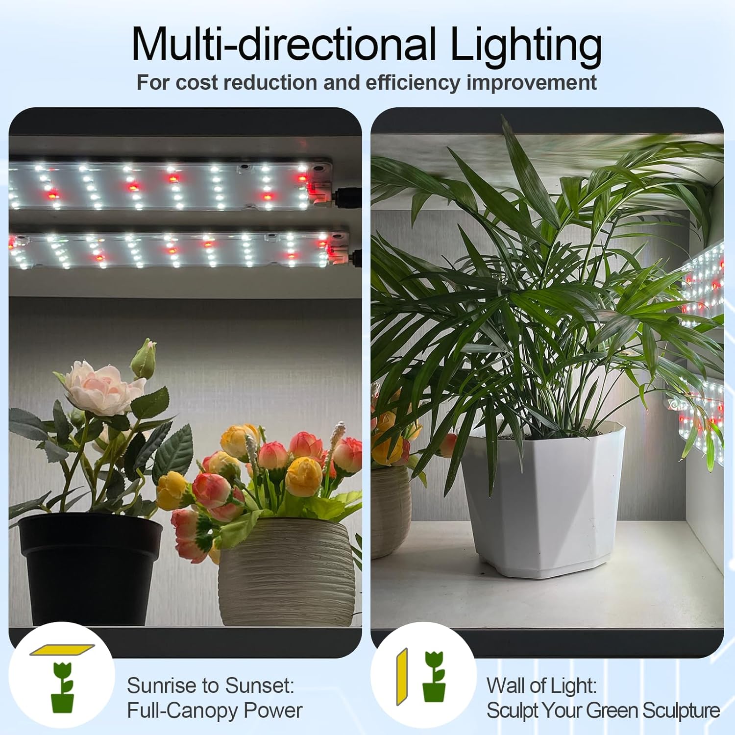 DOMMIA Grow Lights, 40W Linkable Grow Light for Indoor Plants Full Spectrum, 6/12/16h Timer, Dimmable Ultra-Thin Plant Lamp for Indoor Growing, Netural White, 1-Set