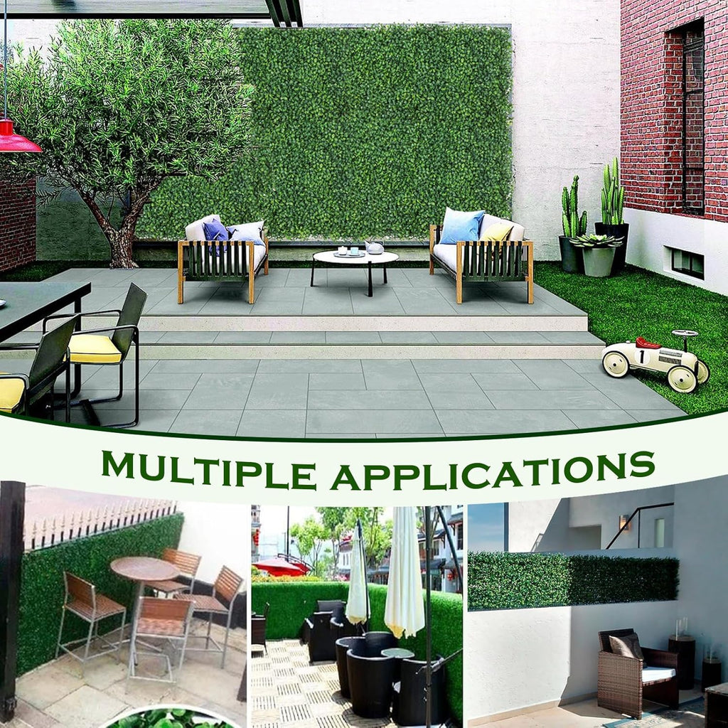 12Pcs Artificial Boxwood Decoration Backdrop Greenery Covering Hedge Wall Panels UV-Anti Grass Wall Decor Privacy Hedge Screen Fence Decor,10"X10" (10"X10" 12P)