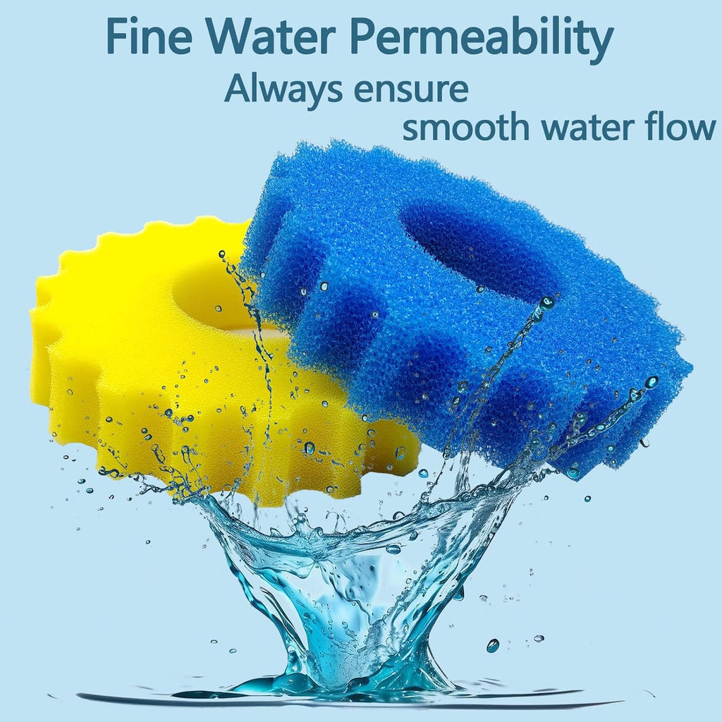 Replacement Foam Sponge Compatible with Grech/SUNSUN CPF-2500/ CPF-3500 and VIVOHOME/VEVOR/VIVOGROW 1580/1840 GPH Pressure Pond Filter(4 Piece Set)