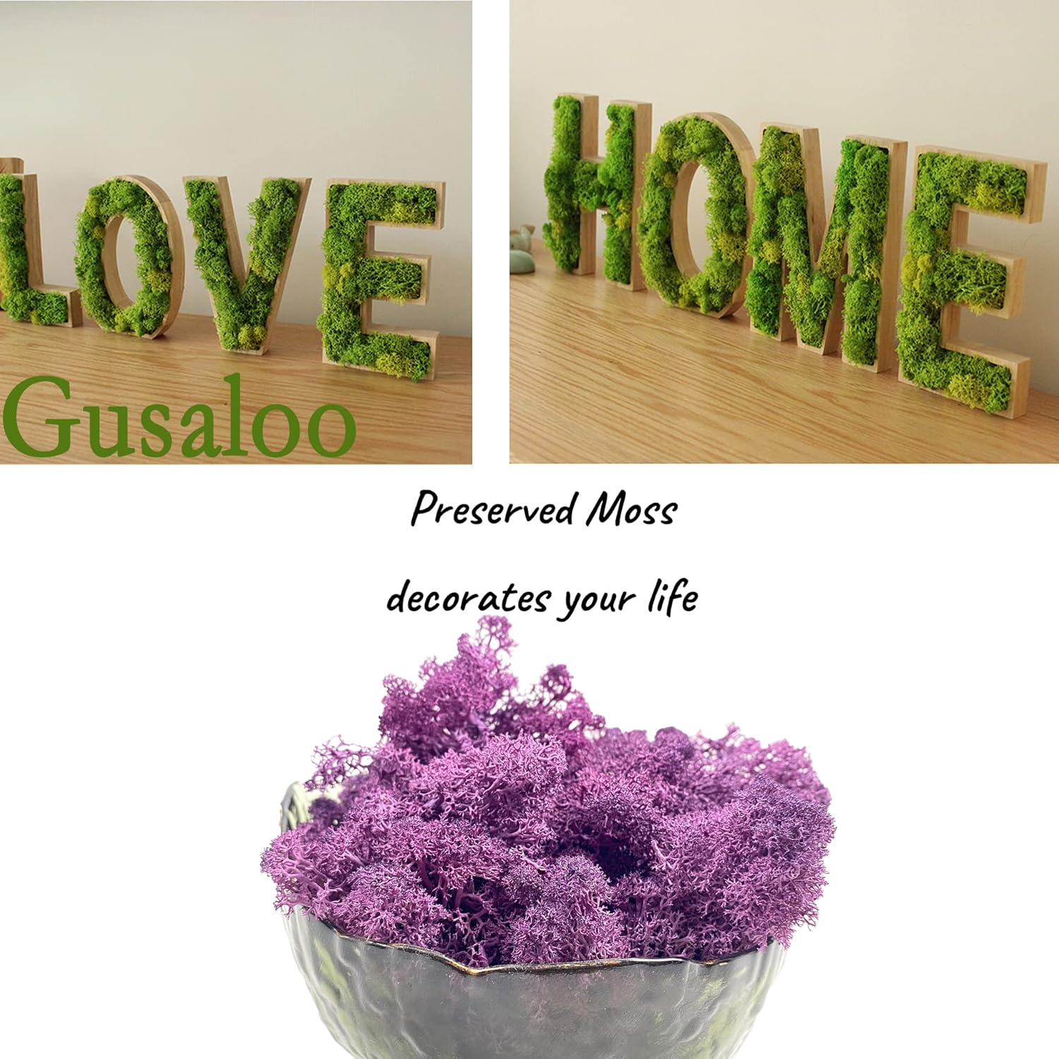 Moss Preserved Moss Natural Fresh Green Moss for Craft Arts Floral Project Wall Decor Table Decor Wedding Centerpieces Garden Artificial Terrariums Decoration- Purple 3.5OZ