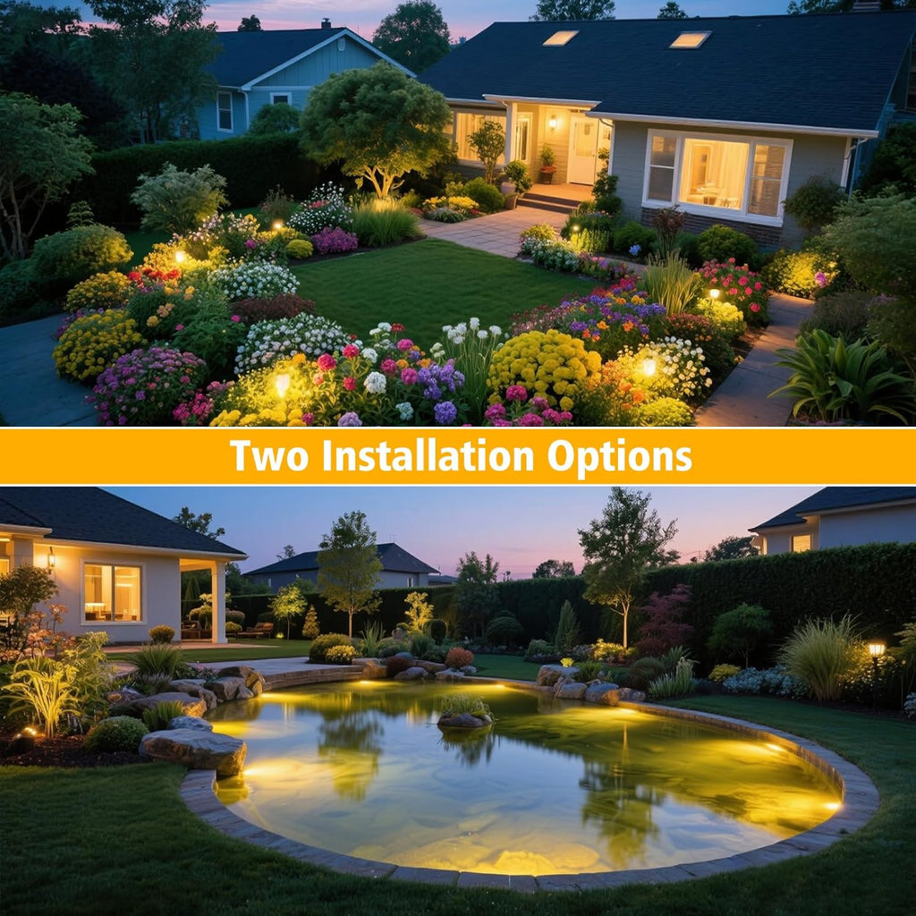 T-SUN Solar Pond Lights, 3-in-1 Warm White LED Submersible Light with 2 Light Modes, IP68 Waterproof Floating Underwater Lights for Outdoor Ponds, Garden Fountain, Decorative Aquascape
