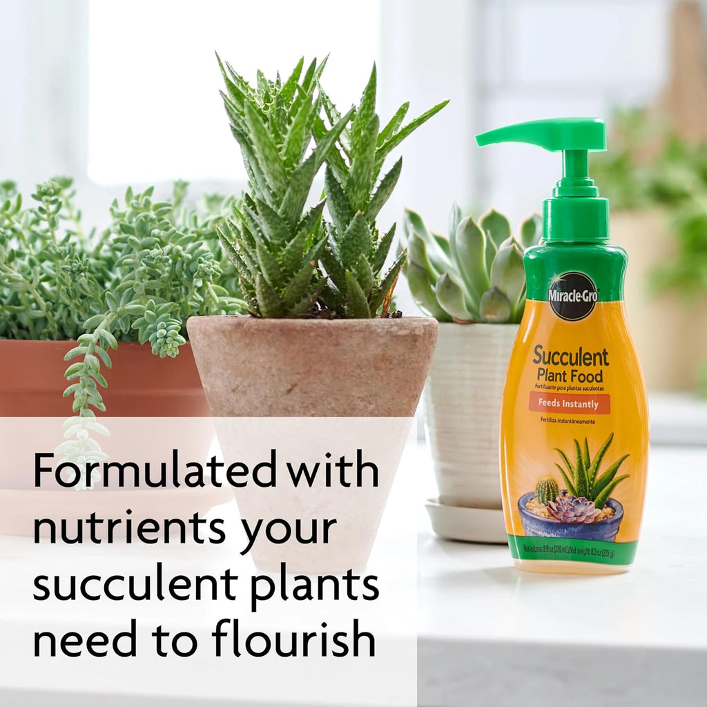 Miracle-GRO Succulent Plant Food, Liquid Plant Food for Indoor Succulents, Cacti, Jade Plants, Aloe Vera and More, 8 oz., 3-Pack