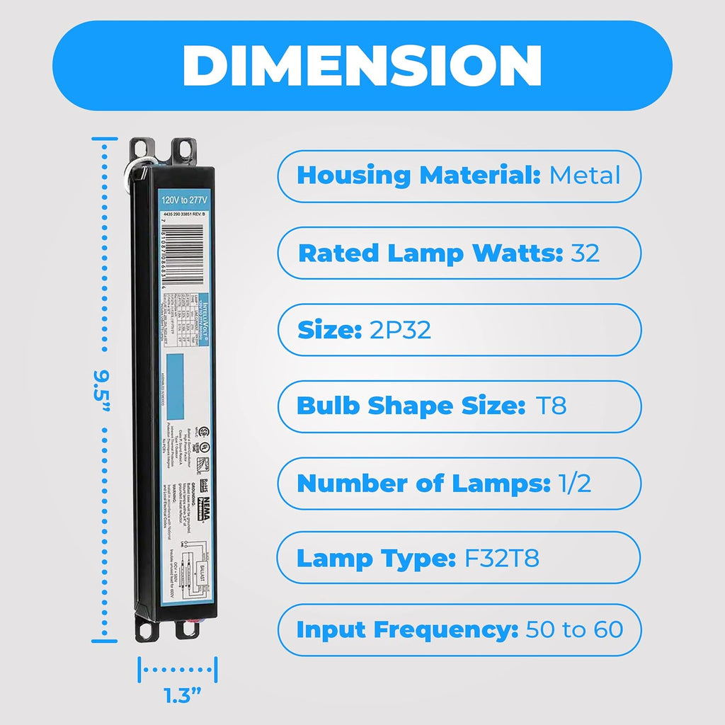 OHLECTRIC 20 Pack - Replacement for ICN2P32-SC 1&2 Lamp - T8 Fluorescent Ballast, Electronic Ballast Replacement 120-277 Volt, Instant Start - Standard and Energy Efficient Ballasts - UL Approved