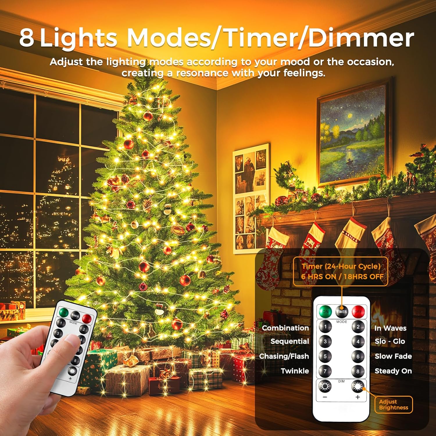 WdtPro Fairy Lights Battery Operated with Remote, 33Ft 100 LED Battery Powered String Lights with Timer, Outdoor Waterproof 8 Modes Twinkle Lights for Bedroom Indoor Christmas Decor Warm White