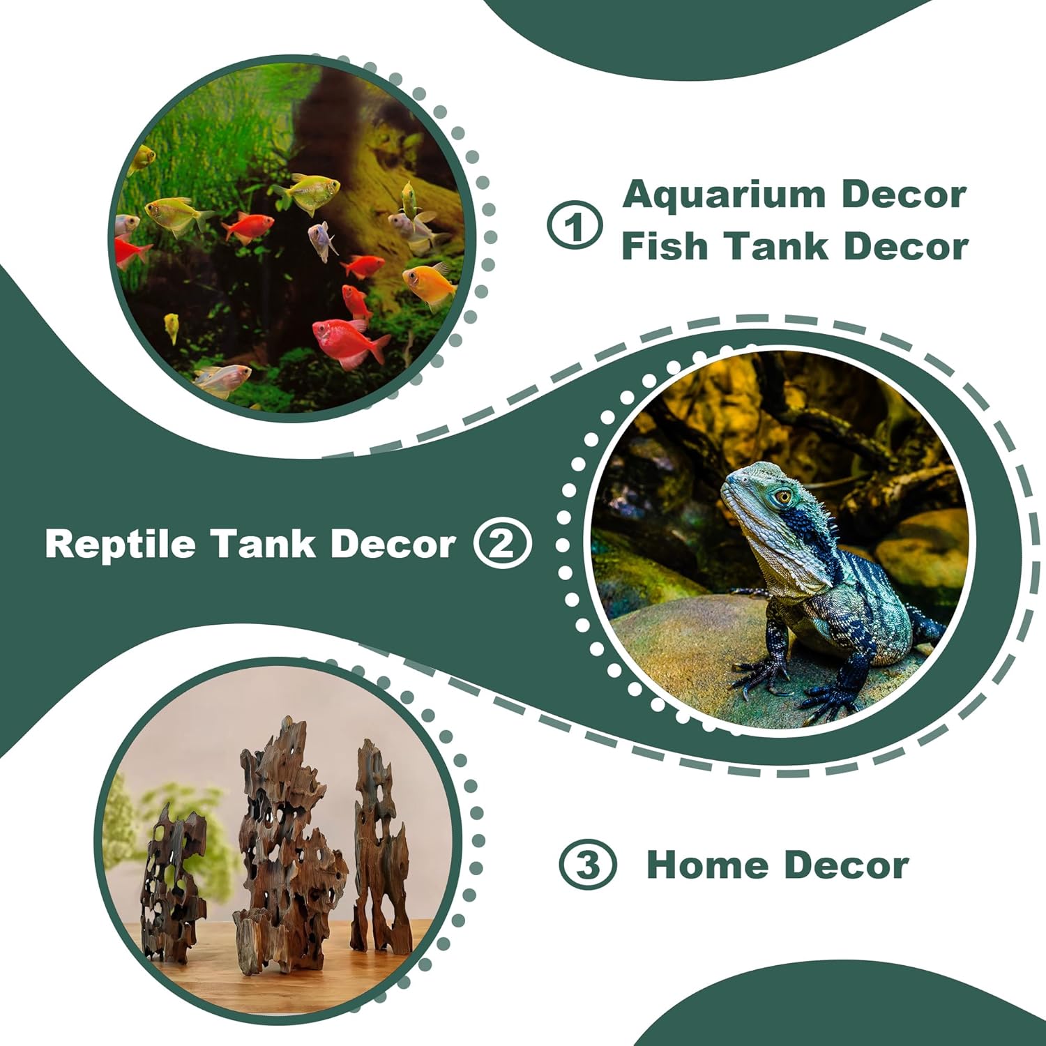 Natural Wood Driftwood for Aquarium Fish Tank Decor,Assorted Driftwood Trunk Branch for Reptile Tank Decor (SHP-XM Driftwood (14 to16 Inch)-Pack of 1)