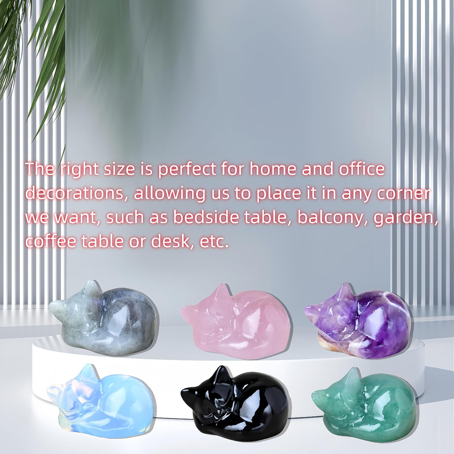Natural Green Aventurine Cat Crystals Decor Sleeping Cat Statue Healing Crystal Polished Gemstones Bedroom Office Desk Home Decoration A Lucky Decoration for Cat Lovers