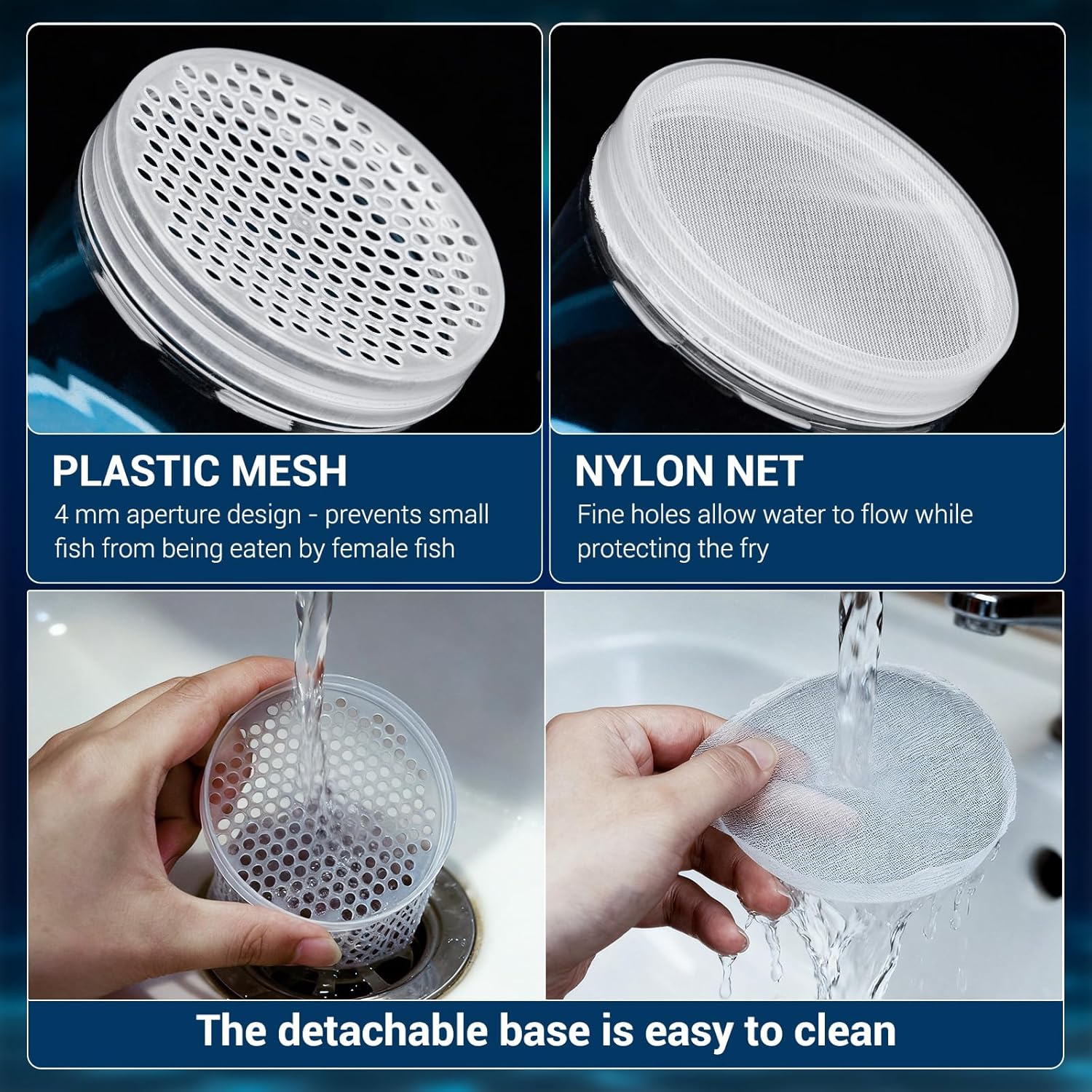 Breeder Box for Fish Tank, 2-Pack Large Baby Fish Tank, Floating & Mountable Mesh Isolation Nursery with Suction Cups for Guppy, Betta, Shrimp, Clownfish, Aggressive or Injured Fish (Blue)