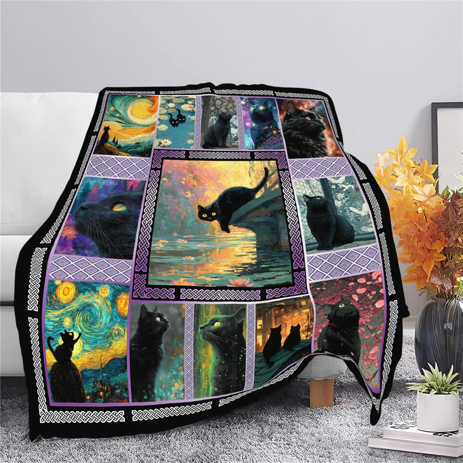 Cat Throw Blanket Cat Stuff Gifts for Kids Girls Boys Adults Women Men Soft Cozy Warm Plush Fluffy Fuzzy Fleece Blanket Decor 40''X50''