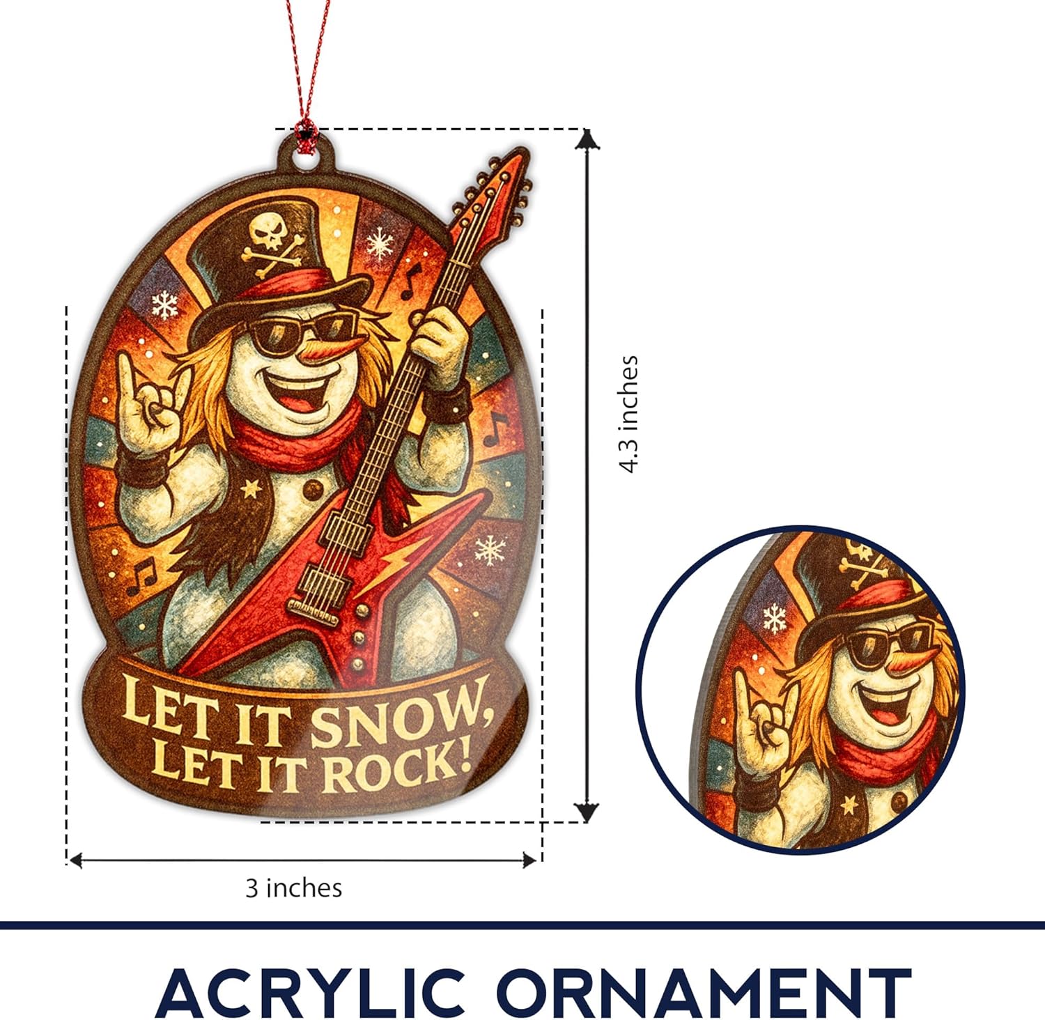 Guitar Ornaments for Christmas Tree - Guitar Ornament - Christmas Ornament 2025 - White Elephant Gifts - Snowman Christmas Ornaments