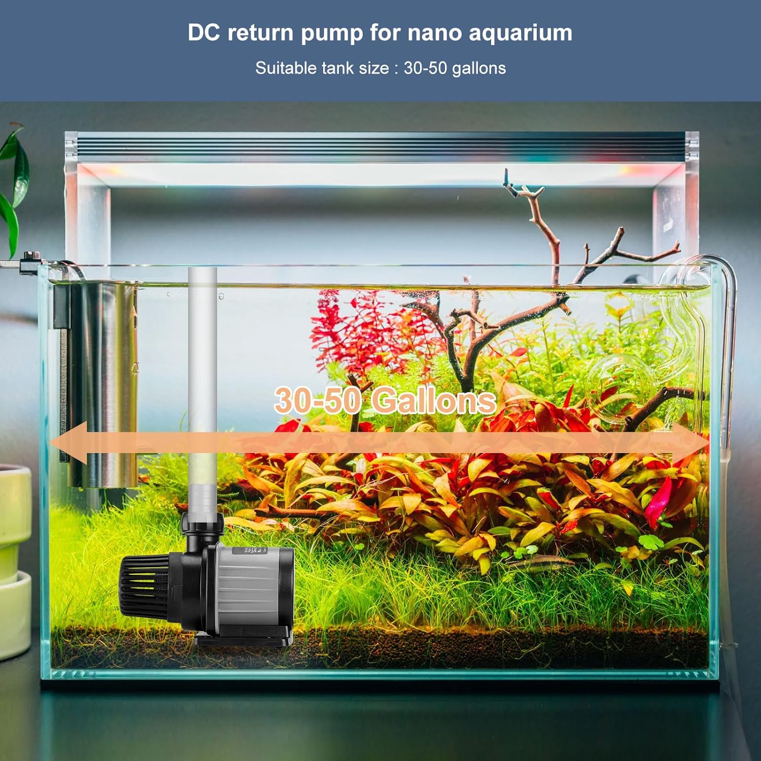 530GPH Nano Aquarium DC Pump With Controller,20W Small DC24V Return Pump for small fish tank,7ft max lift,submersible and inline mini water pump for saltwater and fresh water