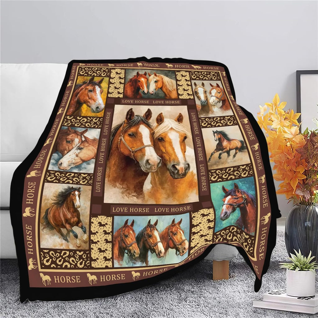 Horse Throw Blanket Horse Stuff Gifts for Kids Girls Boys Adults Women Men Soft Cozy Warm Plush Fluffy Fuzzy Fleece Blanket Decor 40''X50''