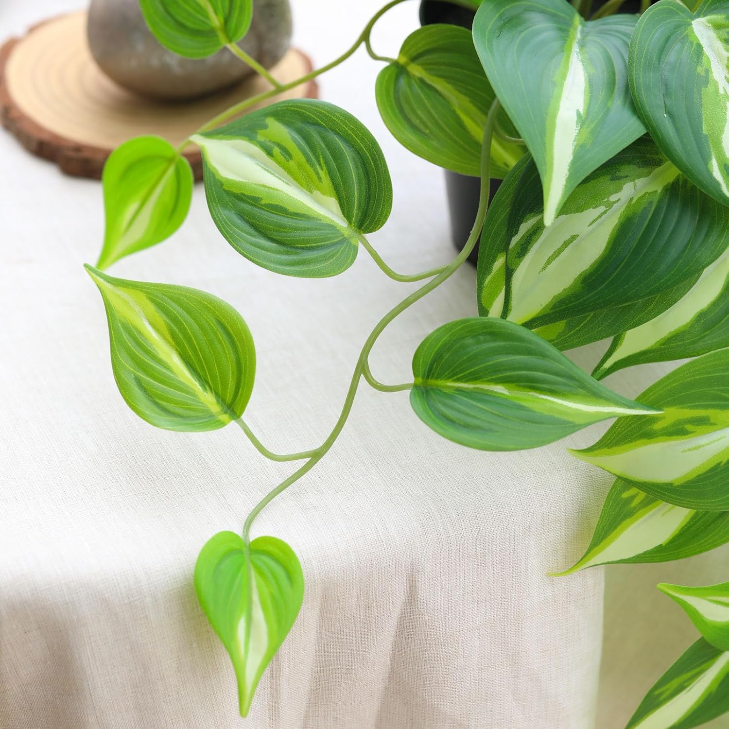 Artificial Devil's Ivy Golden Pothos Fake Plant,Hanging Potted Plants for Wall Home Patio Indoor Outdoor Decor(H 26in)