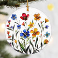 Christmas Ornaments, Dodosky 2.8in Ceramic Wildflower Ornament, Xmas Decor, Christmas Tree Ornaments, Xmas Decorations for Tree, Holiday Ornament, Flower Themed Gifts, Gifts for Women, Plant Lovers