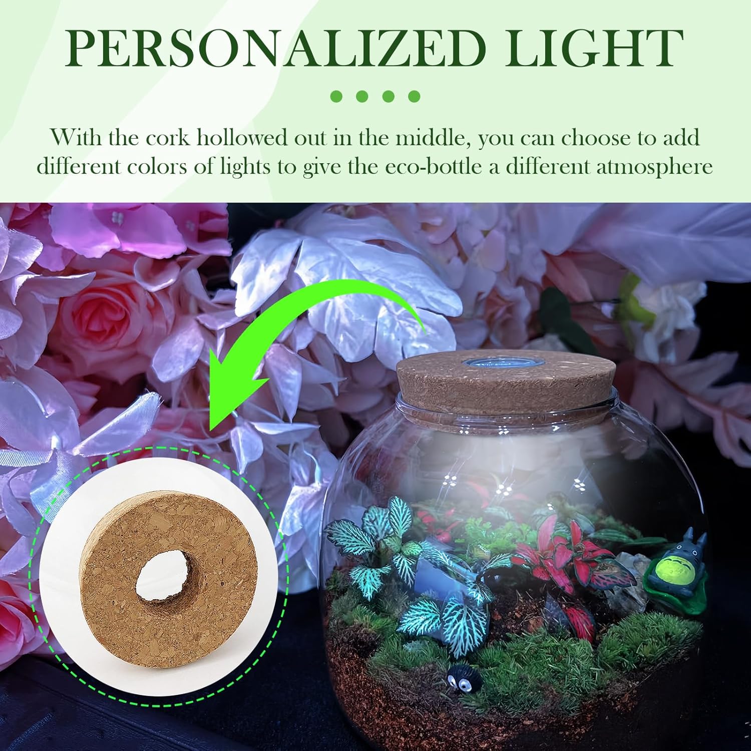 Glass Terrarium Jar with Cork Lid，Tabletop Succulent Planter Airtight Candy Cookie Jar and Hydroponic Vase for Plants, Crafts, Kitchen Storage - Home, Office Decoration (Round 5.9")