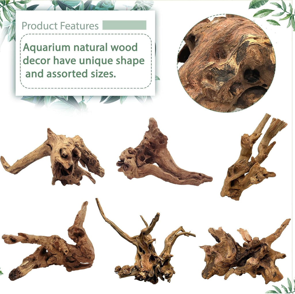 Tfwadmx Natural Driftwood for Aquarium Decor-4 Pieces 5-8" Assorted Driftwood,Fish Tank Drift Wood Decoration, Freshwater Wood Branches Ornament for Reptile Terrarium,Air Plants