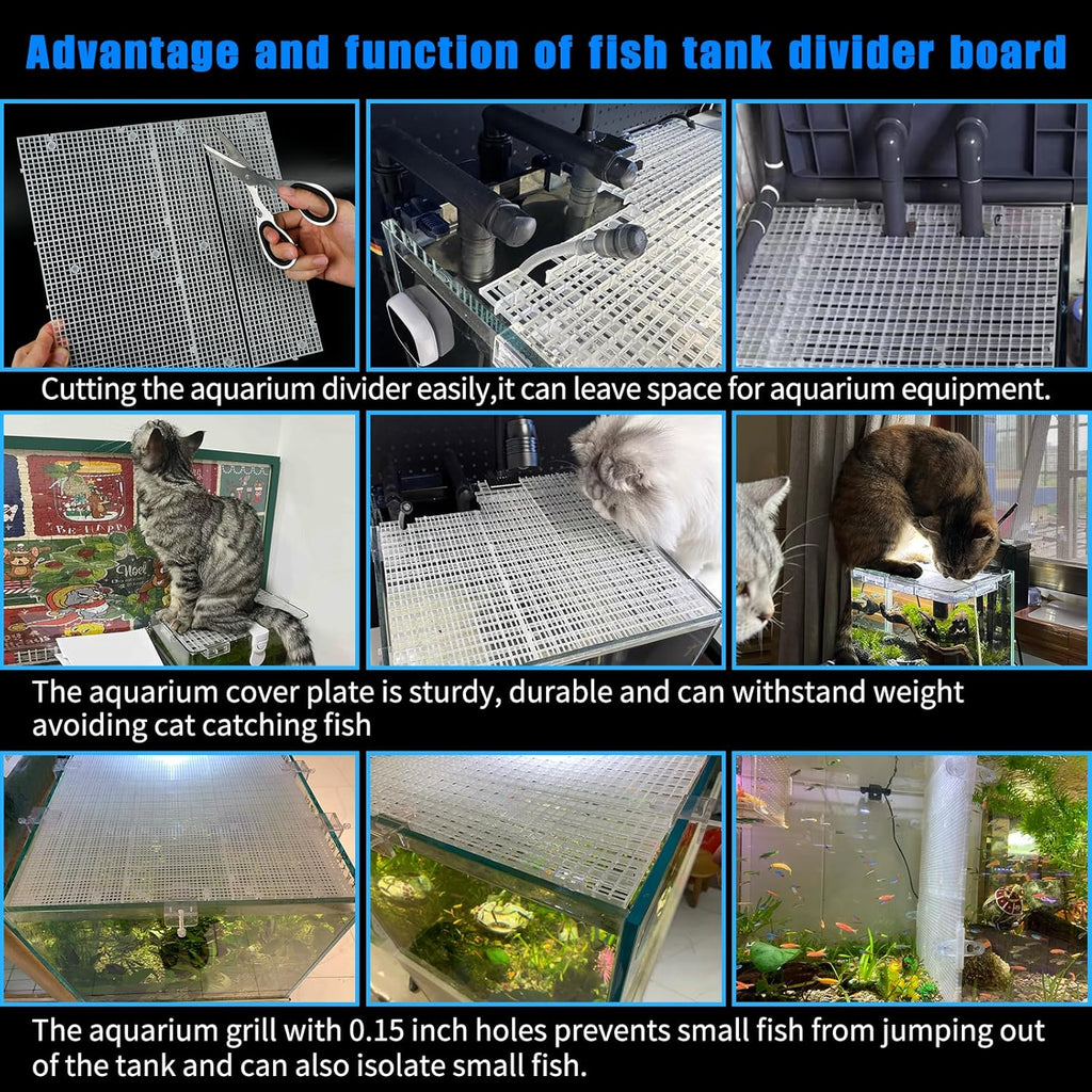 Plastic Egg Crate Grip Panel Fish Tank Divider Aquarium Divider Filter Bottom Fish Tank Isolation Board Egg Crate Tray (White, 12pcs 11.8X5.9 Inch with 0.15 Inch Hole)