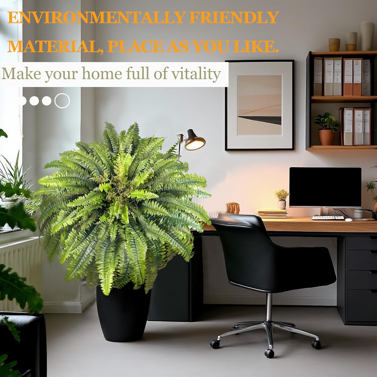 Artificial Ferns for Outdoors Large, 98 Fronds Fake Fern with Budlets, Realistic Faux Ferns Suitable for Home Indoors Greenery Decor, Entrance Porch Garden Windowsills Hanging or Potted