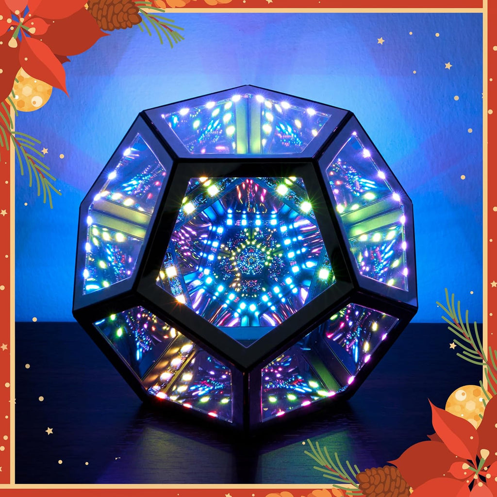 Infinity Dodecahedron Gaming Light, Cool RGBW Led Desk Table Lamp Light for Bedroom Gaming Room Decor, Unique Colorful Mood Changing Ambient Night Lighting lamp Adult Men Birthday Gift