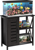 20-29 Gallon Fish Tank Stand, Aquarium Stand with Cabinet Accessories Storage, Heavy Duty Metal Frame, 31.49" L*15.74" W Tabletop, 330LBS Capacity, Black PG07YGB