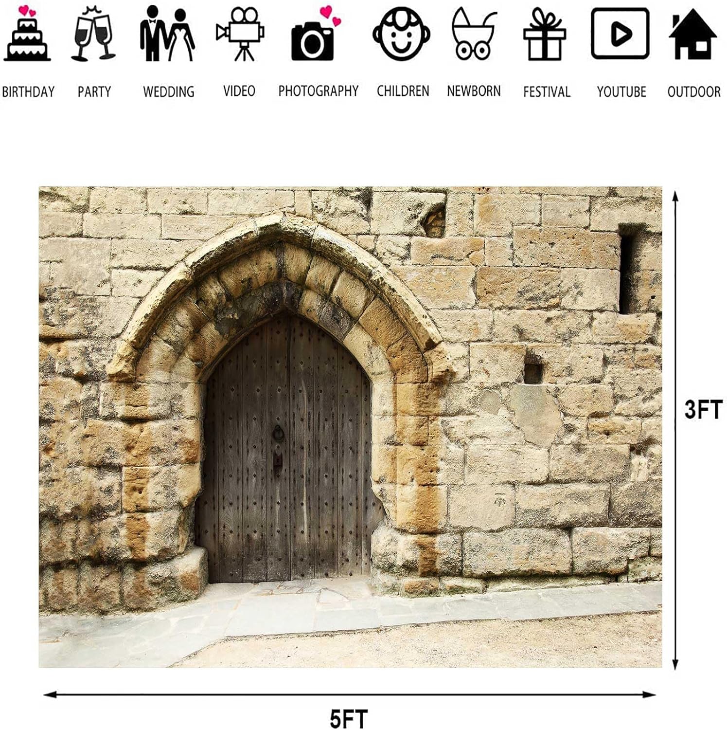 Stone Wall Backdrop Ancient Jerusalem Buildings Backdrops, 5x3ft, Old City Jerusalem Israel Cityscape Photography Background Party Supplies Room Decor Banner Photo Booth Props BJOKPR0620