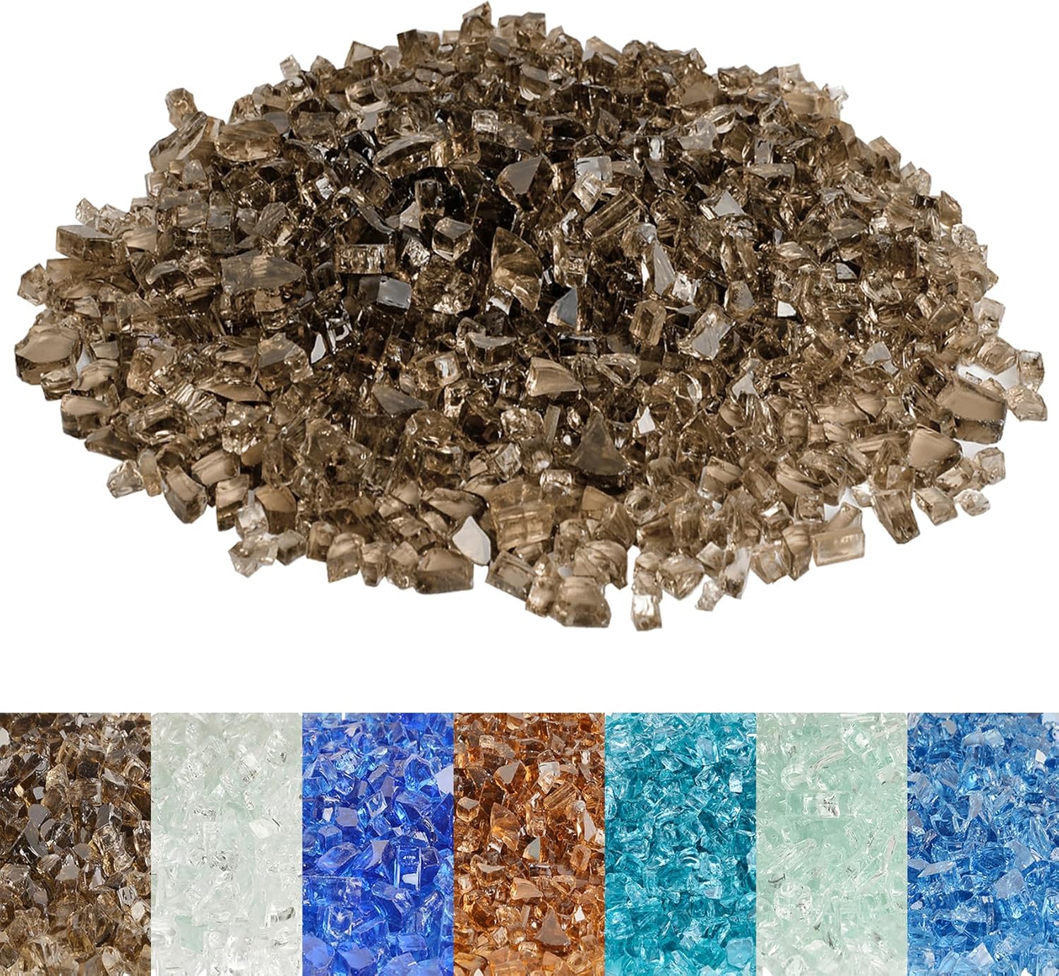 Skyflame High Luster 10-Pound Regular Fire Glass for Fire Pit Fireplace Garden Landscaping Bronze 1/4" Size