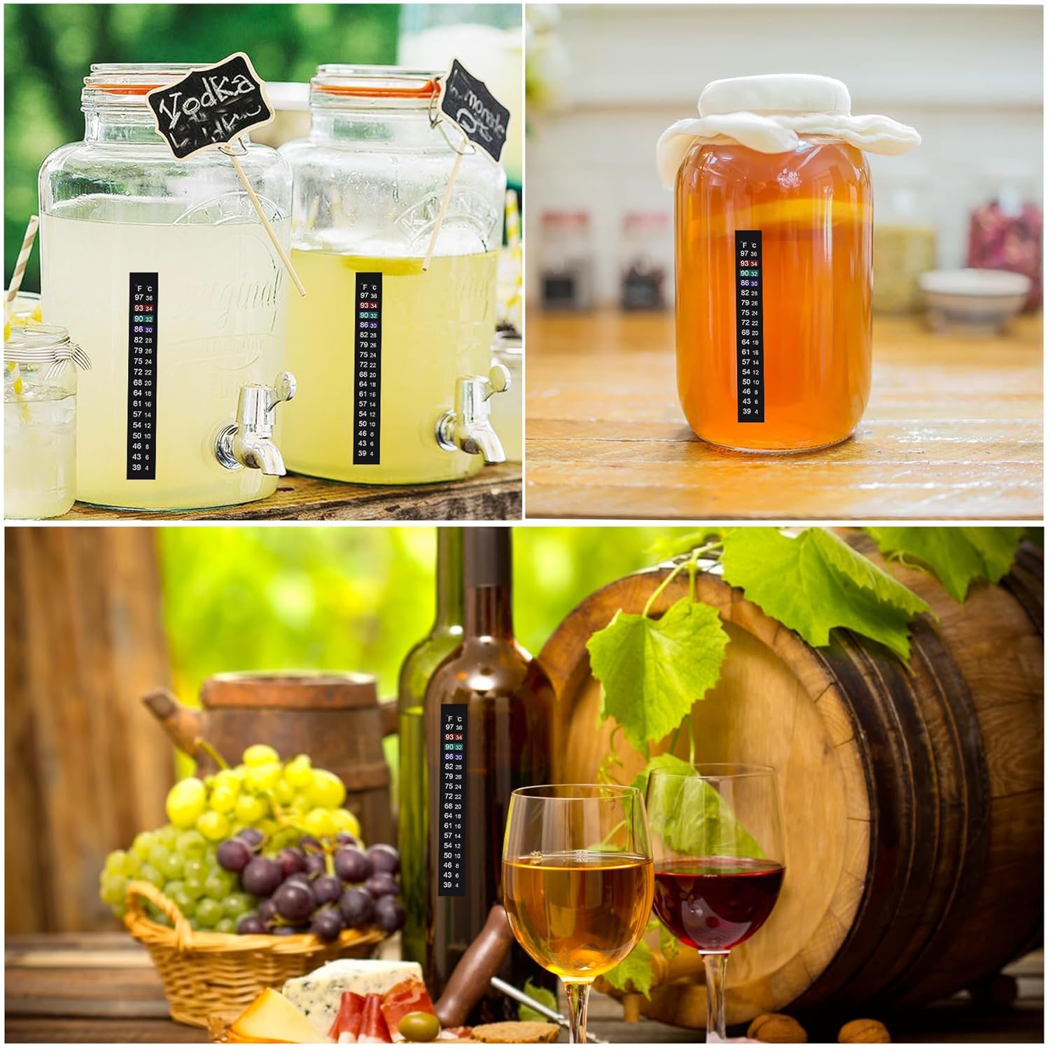 Brewing Thermometer Strip Adhesive Strip Thermometer Aquarium Thermometer Strip, Thermometer Sticker for Fish Tank/Kombucha 39℉ to 97℉ & 4℃ to 36℃(10pcs)