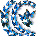 LiveGallery 72 PCS Removable 3D DIY Beautiful Butterfly Wall Decals Blue Butterflies Art Decor Wall Stickers Murals for Kids Baby Boy Girls Bedroom Classroom Offices