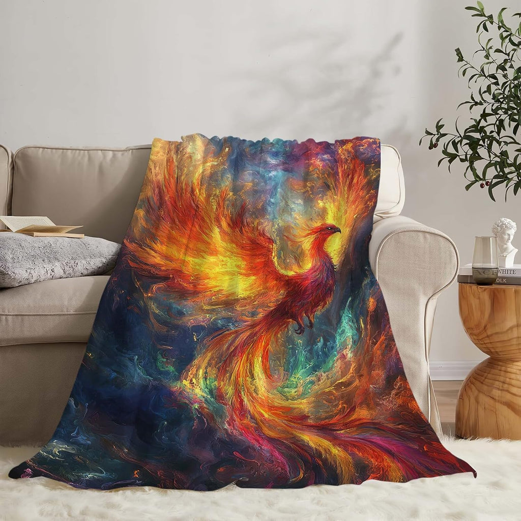 Phoenix Blanket Phoenix Bird Throw Blanket Bird Gifts for Women Girls Men Boys Kids Adults Super Soft Cozy Plush Fluffy Fuzzy Fleece Blanket Decor 60''X80''