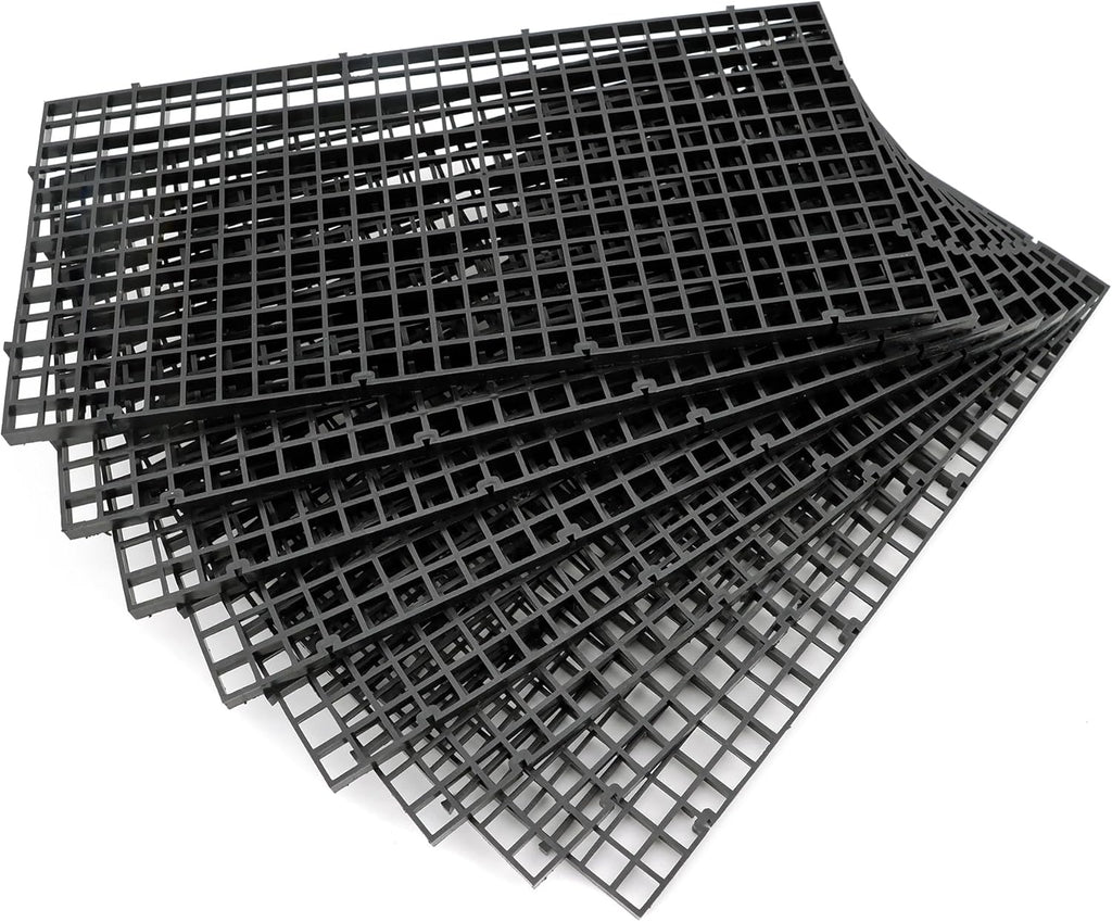 Aquarium Fish Tank Bottom Isolation 8 Pcs, Plastic Egg Crate Grid Divider Tray Egg (S 8pcs Black)