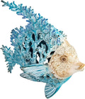 Ocean Decor Coral Reef Angelfish Sculpture Beach Home Decor Coastal Tabletop Collection 12 in x 11 in (Turquoise)