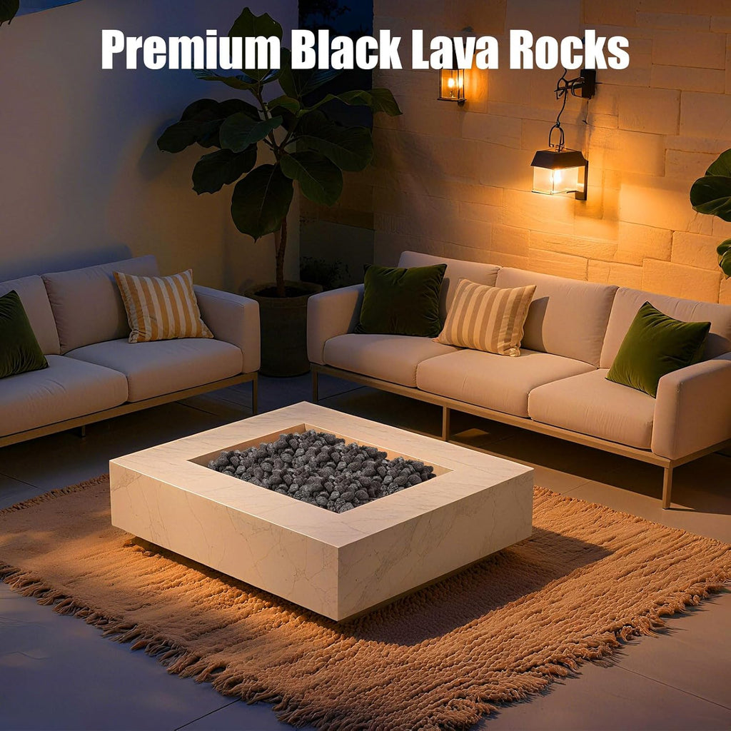 10LB Black Lava,Lava Rock Granules,Stones for Indoor Gas Fireplaces, Fire Pits, and Fire Pit Tables, Gas Fireplace Rocks, Fire Pit Stones for Outdoor Grills and Landscaping(1.2"-2")
