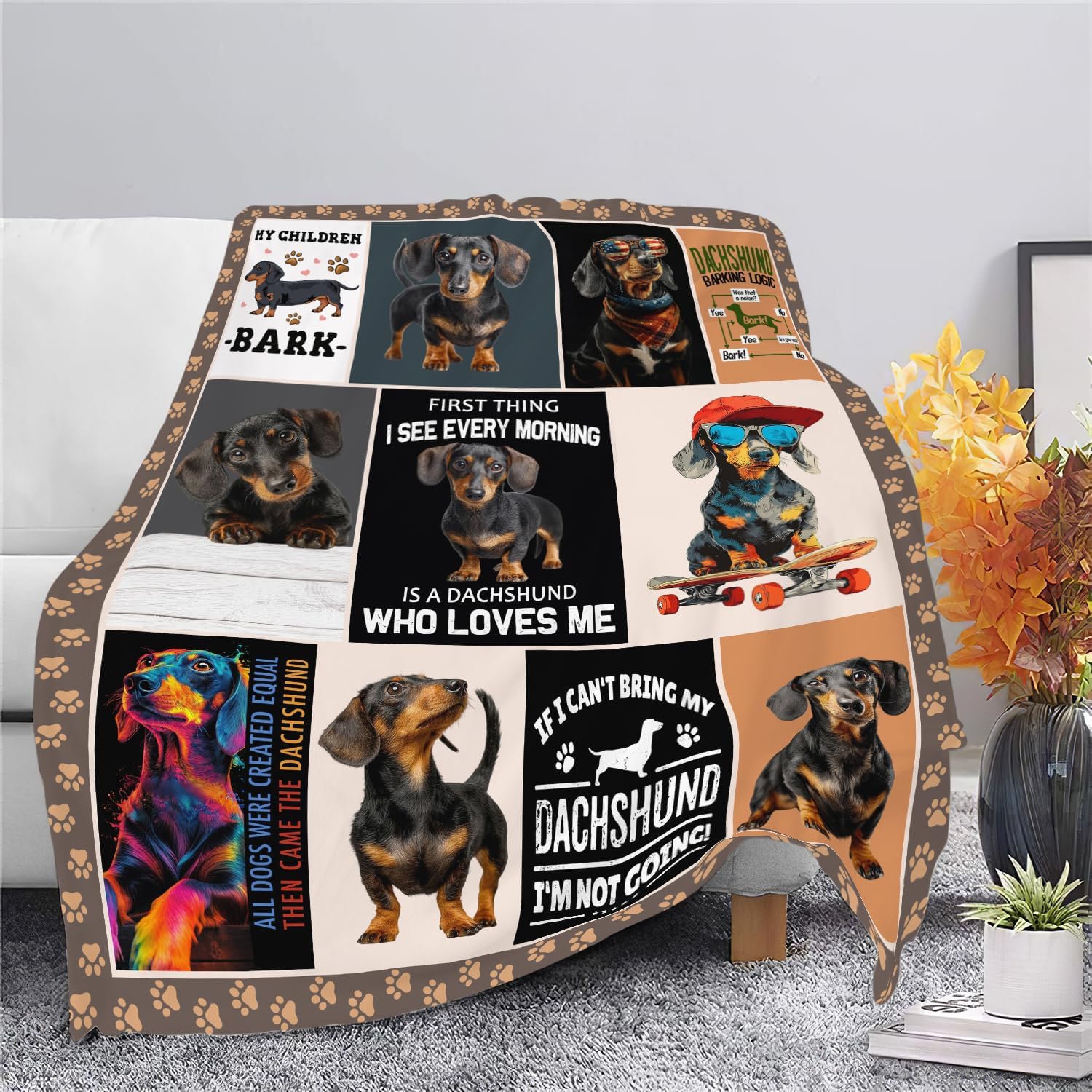 Dachshund Throw Blanket Weiner Dog Dachshund Puppy Stuff Gifts for Dog Lover Kids Girls Boys Adults Women Men Soft Cozy Warm Plush Fluffy Fuzzy Fleece Blanket Decor 50''X60''