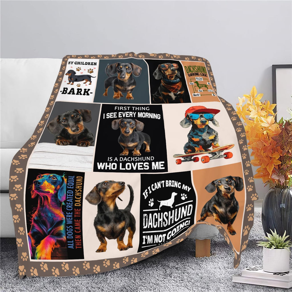 Dachshund Throw Blanket Weiner Dog Dachshund Puppy Stuff Gifts for Dog Lover Kids Girls Boys Adults Women Men Soft Cozy Warm Plush Fluffy Fuzzy Fleece Blanket Decor 60''X80''
