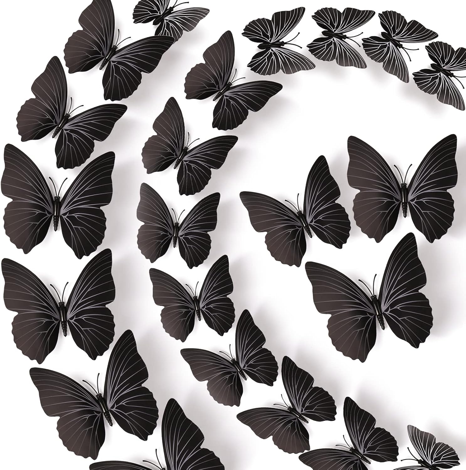 LiveGallery 72 PCS Black Removable 3D DIY Beautiful Butterfly Wall Decals Colorful Butterflies Art Decor Wall Stickers Murals for Kids Baby Boy Girls Bedroom Classroom Offices (Black)