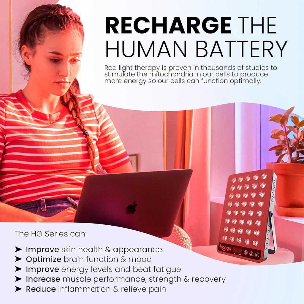Hooga Red and Near Infrared LED Panel, 660nm & 850nm Light, Built-in Stand and Timer, 40 LED Model – HG200