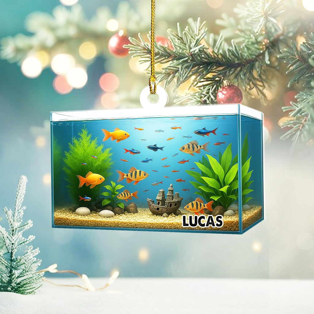 Personalized Aquarium Fish Tank Christmas Ornament 2025, Custom Name Clownfish Holiday Tree Decoration, Unique Keepsake Gift for Fish Lovers, Pet Owners, Kids, Aquarists (ON5)