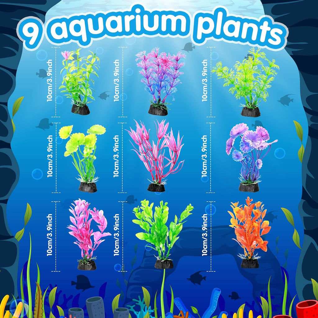 Chunyin Fish Tank Decorations, Artificial Aquatic Plants and Artificial Fishes Floating Decorations for Small Aquarium, Plastic Fake Fish, Jellyfish,Goldfish(25 Pcs)
