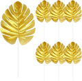 KIMOBER 24PCS Artificial Gold Palm Leaves, Golden Faux Tropical Monstera Leaves Realistic Artificial Plants Leaf for Home Hawaiian Luau Party Jungle Beach Decorations