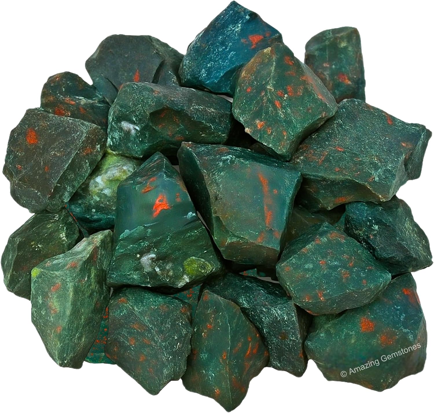 Amazing Gemstone Bloodstone Raw Crystals and Healing Stones, Natural Rocks for Tumbling and DIY Raw Stones and Crystals (5 Pieces)